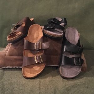 2 Pair Falls Creek Mens Buckled James Sandal - 1 Black, 1 Brown 10M